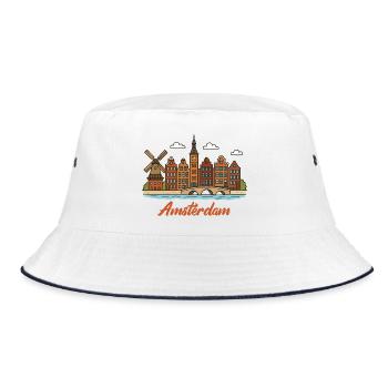 Charmantes Amsterdamer Stadtbild - Bucket Hat - Weiß/Navy - Vorne