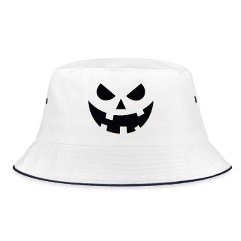 Eerie Jack-O'-Lantern Portrait - Bucket Hat - white/navy - Front