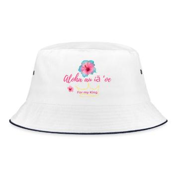 Aloha au iā ʻoe T-Shirt: Hawaiian Love Floral Tee - Bucket Hat - white/navy - Front