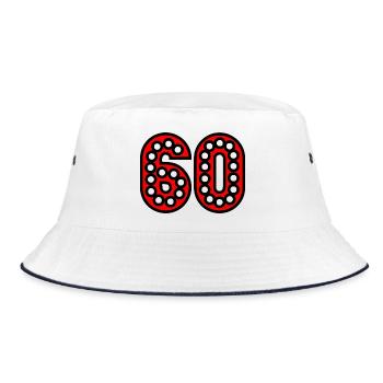 60. 60 JAHRE. 60-JÄHRIGES JUBILÄUM. 60. GEBURTSTAG. - Bucket Hat - Weiß/Navy - Vorne