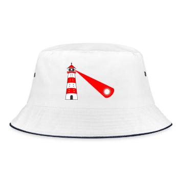 Leuchtturm mit Lichtschein - Bucket Hat - Weiß/Navy - Vorne