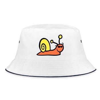 Snail Sunglasses Cute Cute Happy Cool - Bucket Hat - white/navy - Front