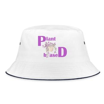 Plant Based – Pink Design Potted Plant - Bucket Hat - white/navy - Front