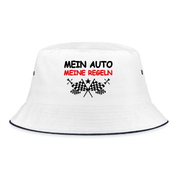 Auto - Bucket Hat - Weiß/Navy - Vorne