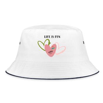 Liebe - Bucket Hat - Weiß/Navy - Vorne