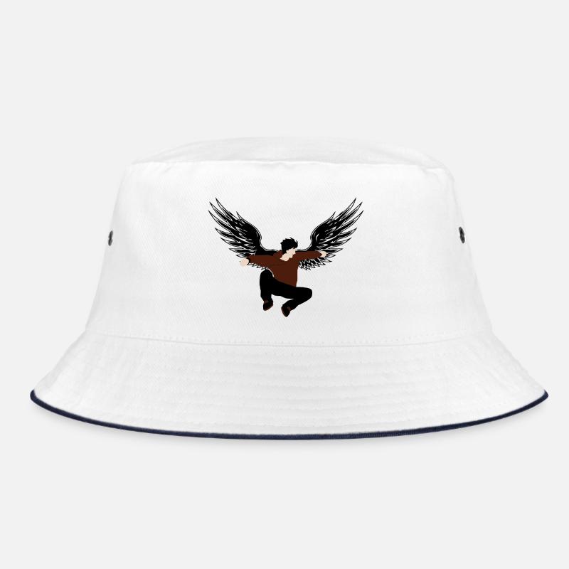 Winged silhouette - Bucket Hat - white/navy