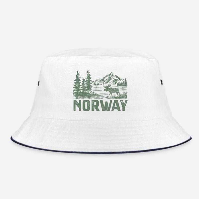 Norwegische Waldlandschaft mit Elch Bucket Hat
