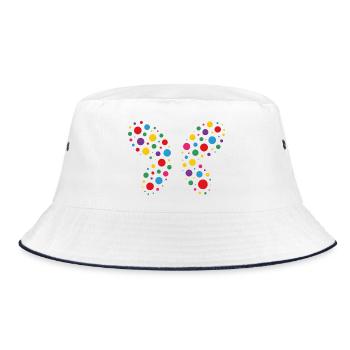 Colorful Dot Wing Bloom - Bucket Hat - white/navy - Front