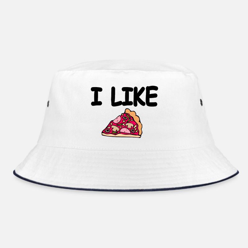Pizza - Bucket Hat - Weiß/Navy