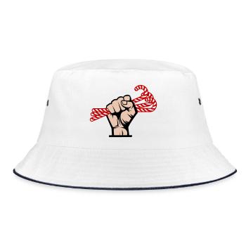 I Want Candy, Revolutionary, Slogan & Sugar Design - Bucket Hat - white/navy - Front