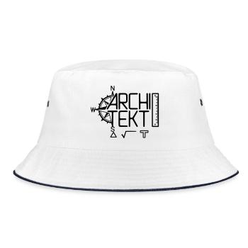 Architekt Design mit Zeichenwerkzeug - Bucket Hat - Weiß/Navy - Vorne