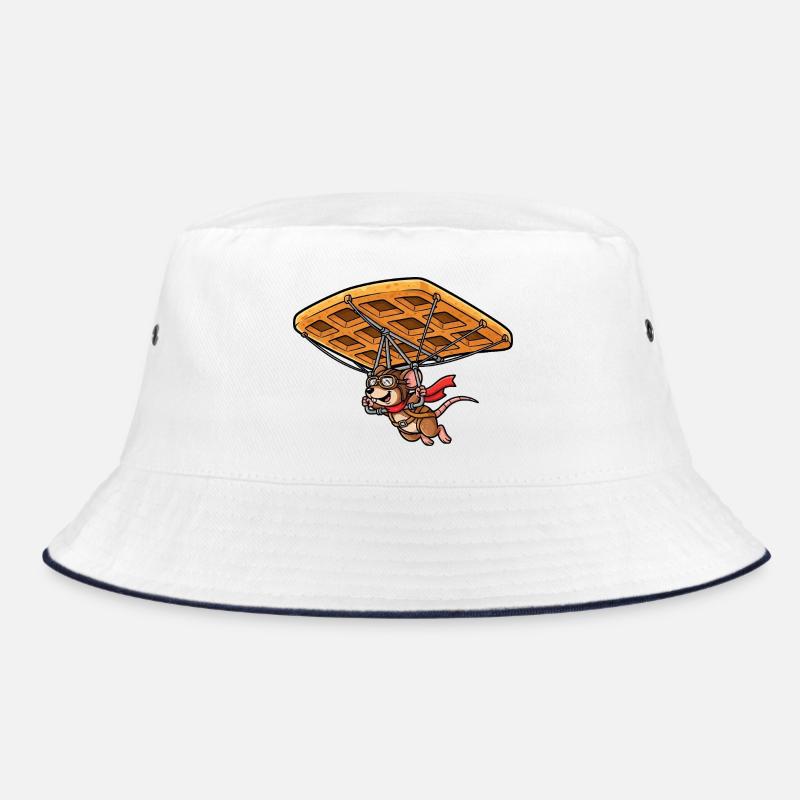 Cute Mouse Flying Pilot Waffle Pastry Candy Bucket Hat