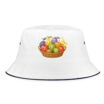 Kawaii Fruit Basket Friendly Fruits Fruit Kids - Bucket Hat - white/navy - Front