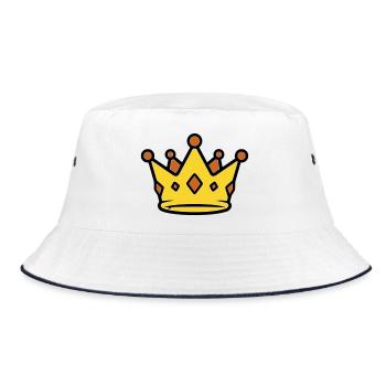 Goldene König Krone Juwelen Vektor - Bucket Hat - Weiß/Navy - Vorne