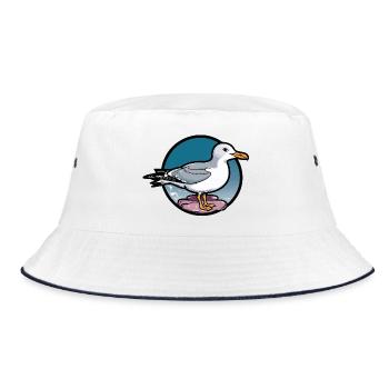 Logo vintage de la mouette de mer sur rochers - Bob - blanc/marine - Devant