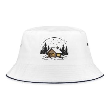 Cabin in the moonlight - Bucket Hat - white/navy - Front
