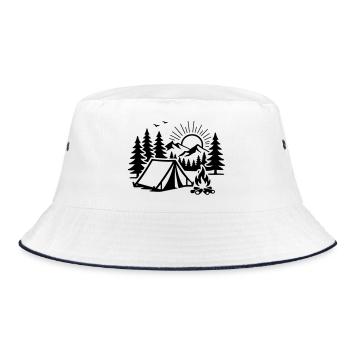Zelt Natur Outdoor Camp - Bucket Hat - Weiß/Navy - Vorne