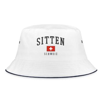 Sion Switzerland – flag motif with local pride - Bucket Hat - white/navy - Front