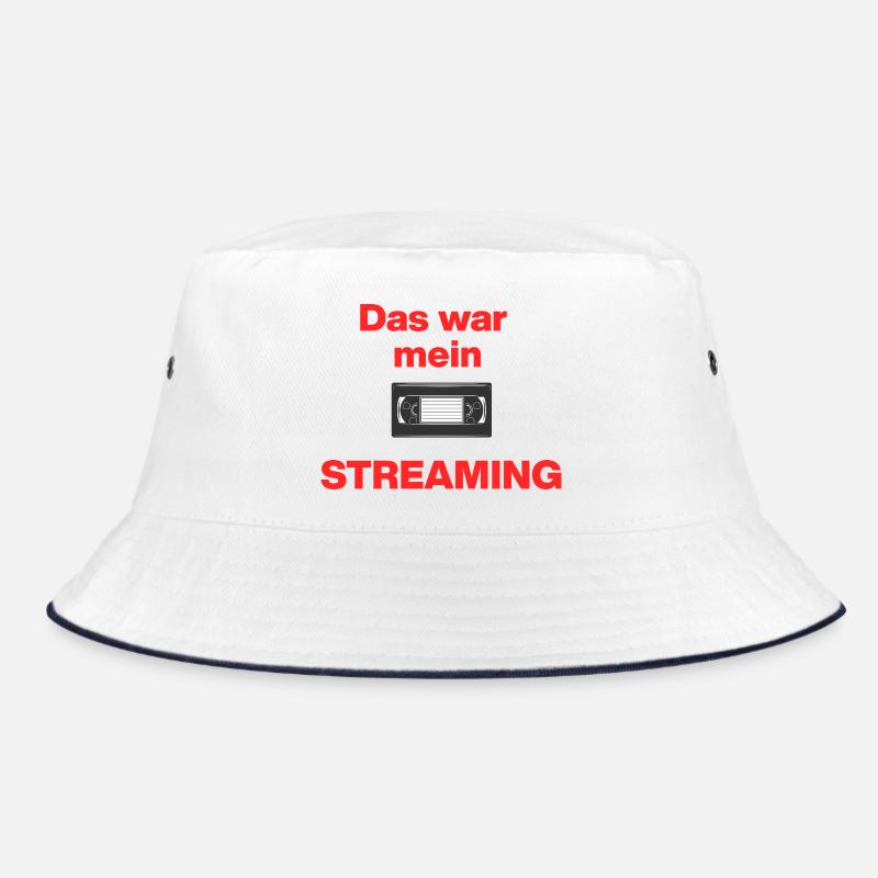 Das war Streaming, Videokasette früher, damals - Bucket Hat - Weiß/Navy