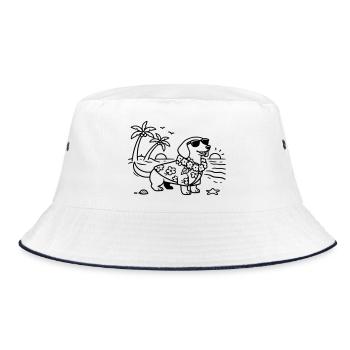 Hawaii vacation dachshund vacation mode with dog - Bucket Hat - white/navy - Front
