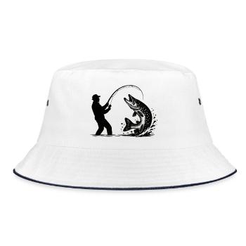 Cadeau pêcheur pêcheur de brochet Prédateur - Bob - blanc/marine - Devant