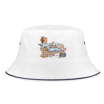 Mach ich morgen - Bucket Hat - Weiß/Navy - Vorne