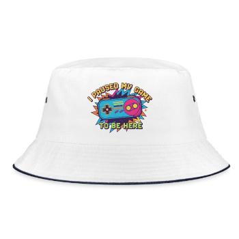 Retro Controller Meme Tee - Bucket Hat - Weiß/Navy - Vorne