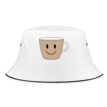 Smiling Coffee Mug Design - Bucket Hat - white/navy - Front