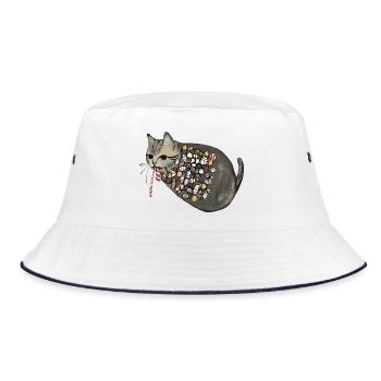 Candy Pattern Candy Cat - Bucket Hat - white/navy - Front