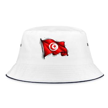 Drapeau tunisien - Bob - blanc/marine - Devant
