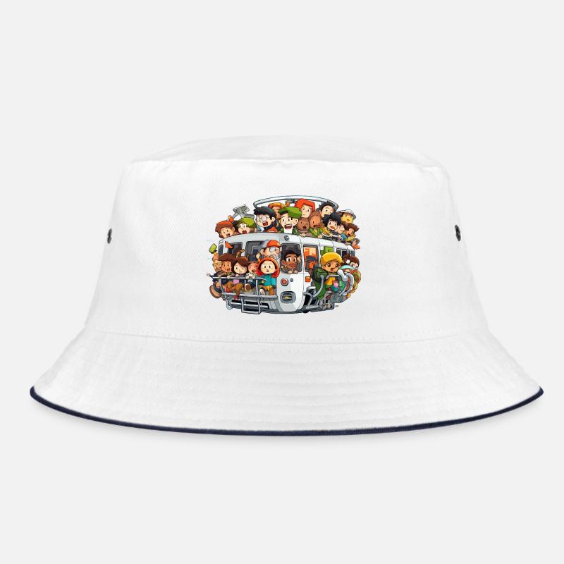 Colorful bus scene Bucket Hat