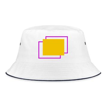 Yellow and fuchsia staggered frame - Bucket Hat - white/navy - Front