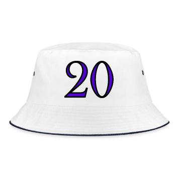 20. 20. JAHRESTAG. 20-JÄHRIGES JUBILÄUM. 20 JAHRE. - Bucket Hat - Weiß/Navy - Vorne