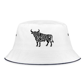 Just a Black Bull #3 | N-imal_Wears - Bucket Hat - Weiß/Navy - Vorne