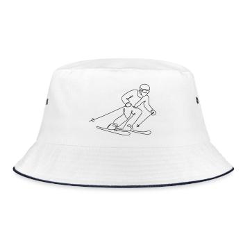 Skier Illustration - Bucket Hat - white/navy - Front