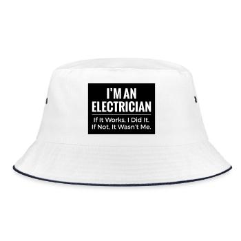 T-shirt Électricien – Blague drôle sur les vêtements de travail professionnels - Bob - blanc/marine - Devant