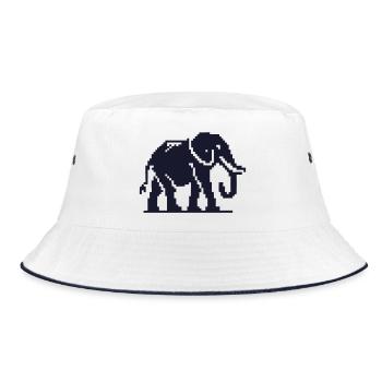 Elefant Pixelkunst Dunkelblau - Bucket Hat - Weiß/Navy - Vorne
