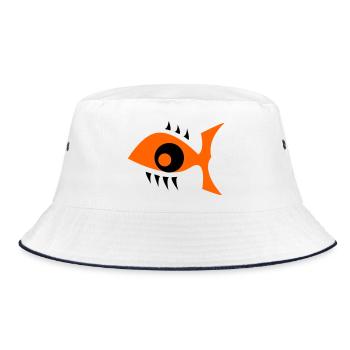 Eye Fish - Augenfisch - Bucket Hat - Weiß/Navy - Vorne