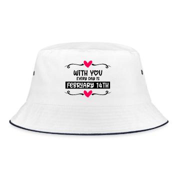 With you every day is Valentine's Day - Bucket Hat - white/navy - Front
