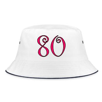 80. 80 JAHRE. 80. JUBILÄUM. 80-JAHRES-JUBILÄUM. - Bucket Hat - Weiß/Navy - Vorne