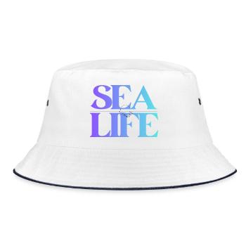 Meeresleben Gradient Schriftdesign - Bucket Hat - Weiß/Navy - Vorne