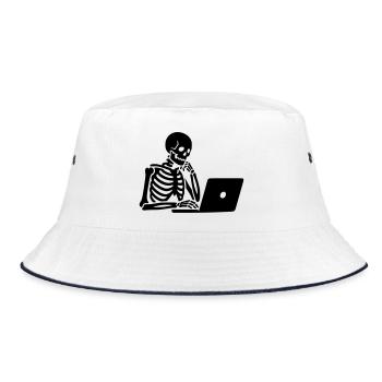 Skeleton on laptop computer - Bucket Hat - white/navy - Front