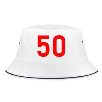 50. 50 YEARS. 50th ANNIVERSARY. 50 YEARS ANNIVERSARY. - Bucket Hat - white/navy - Front