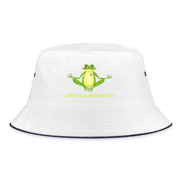 Zen-Frosch - Bucket Hat - Weiß/Navy - Vorne