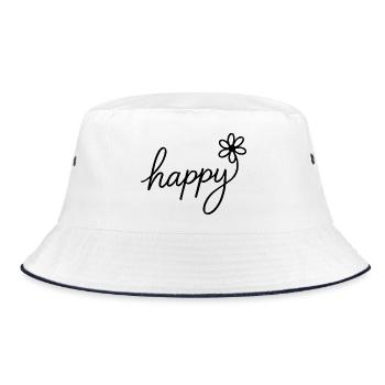 Cheerful hand lettering with flower - Bucket Hat - white/navy - Front