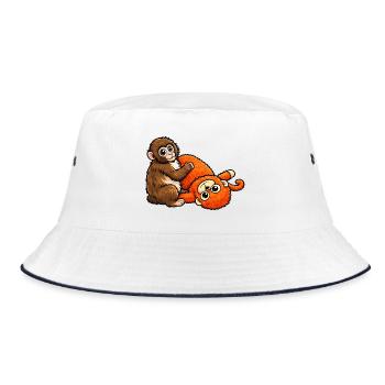 Cuddly Monkey & Plush Orange Monkey Punch Baby - Bucket Hat - white/navy - Front