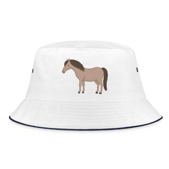 Beige horse with dark mane - Bucket Hat - white/navy - Front