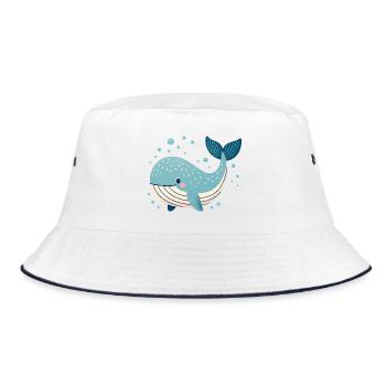 Blauwal mit Blasen - Bucket Hat - Weiß/Navy - Vorne