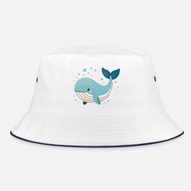 Blue Whale with Bubbles Bucket Hat