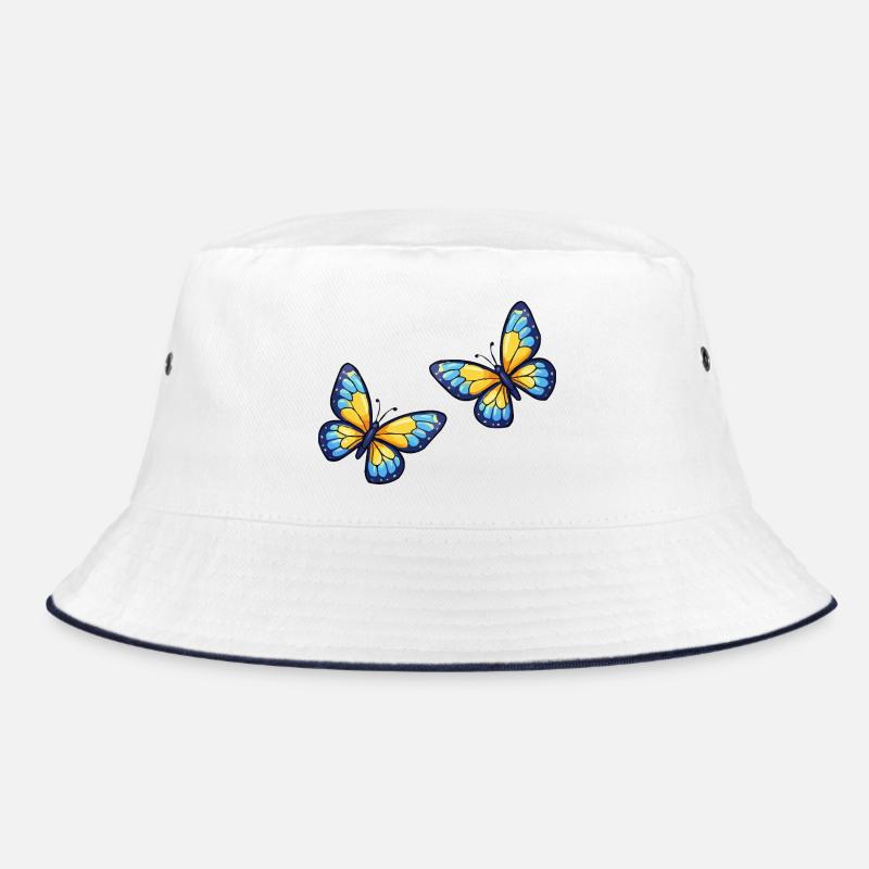 Blue Yellow Butterflies Pattern Bucket Hat